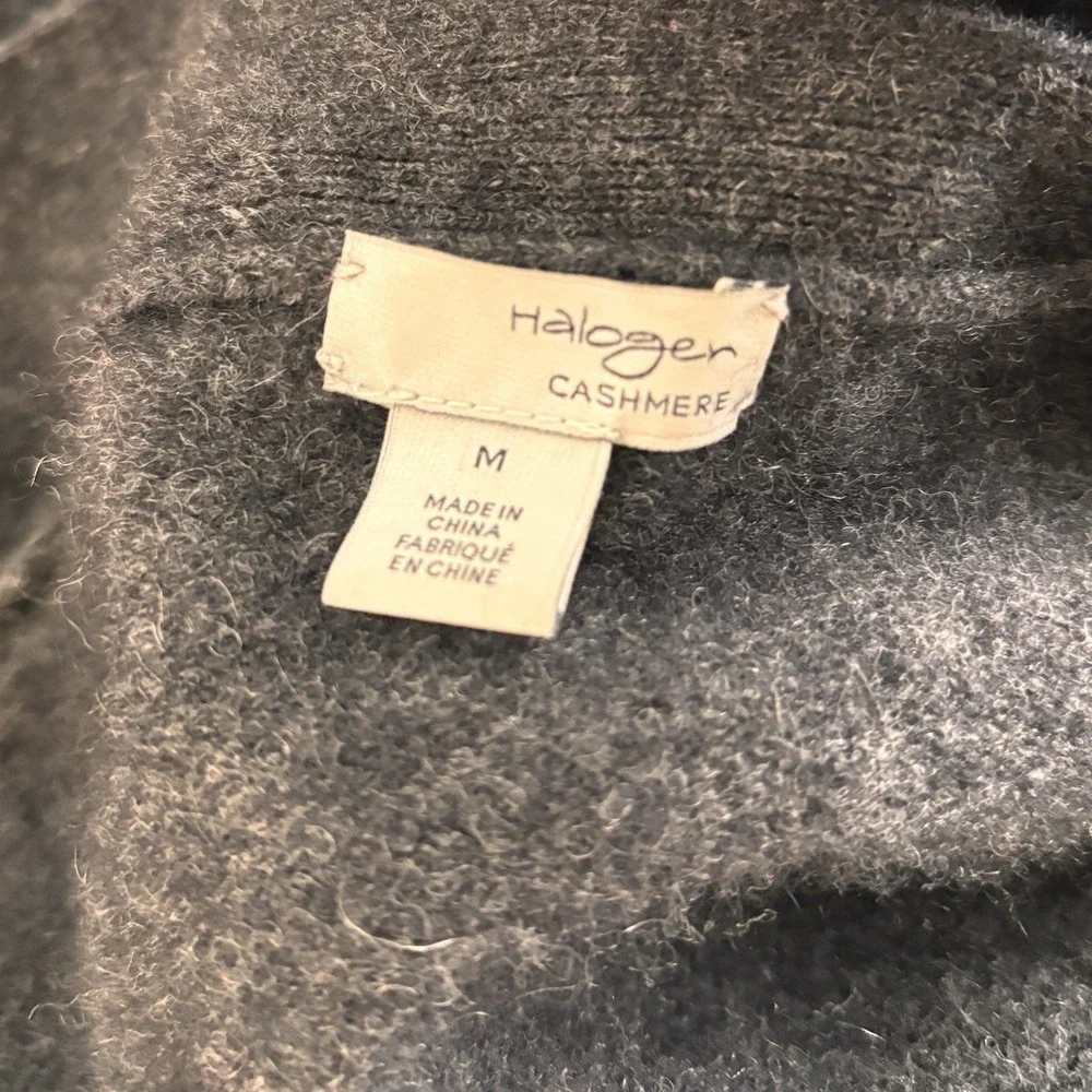 Halogen Gray‎ Cashmere Sweater Womens M Old Money V Neck Preppy Quiet Luxury